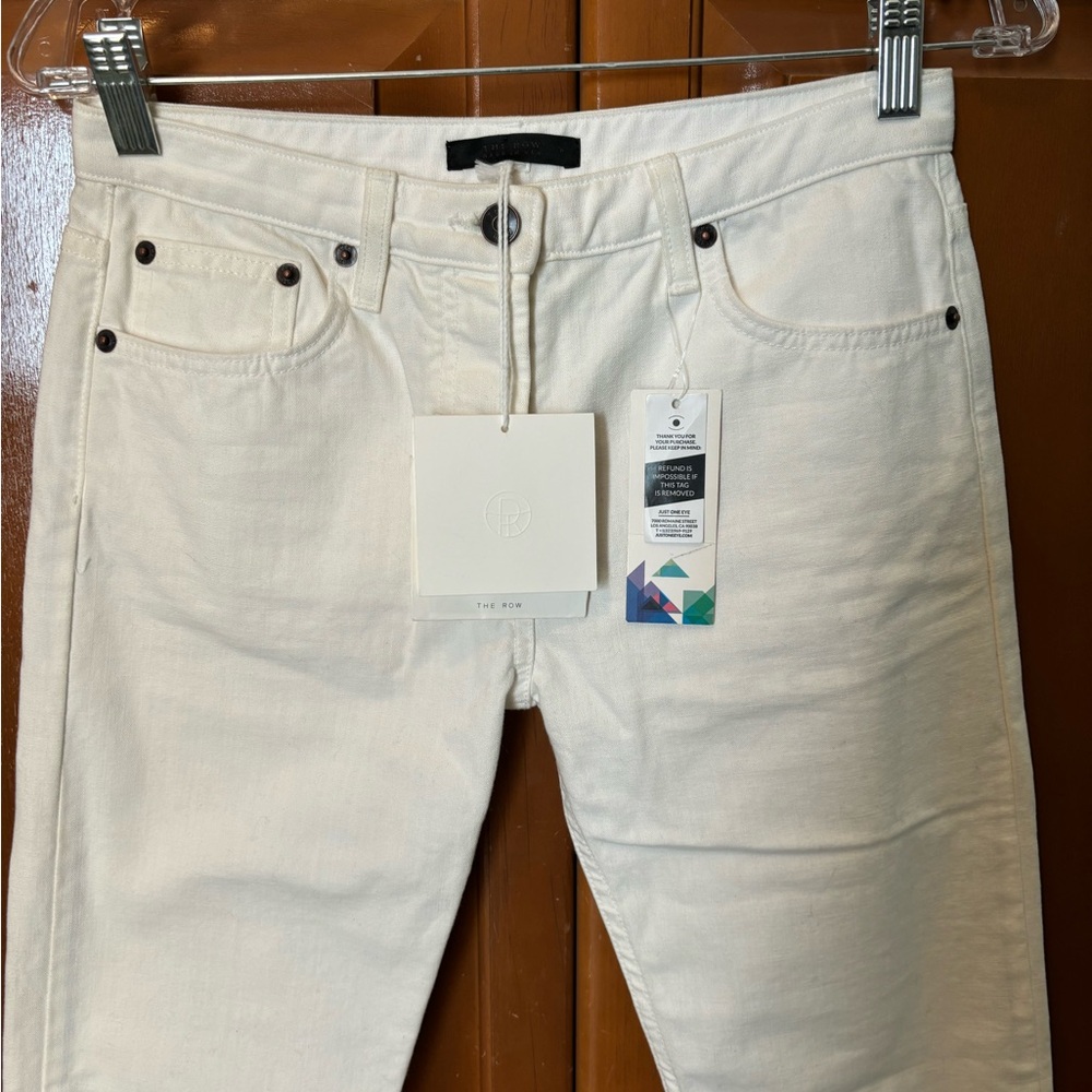 $550 The Row Ashland White Mid-Rise Straight Denim Jeans 0 NWT - Picture 5 of 15